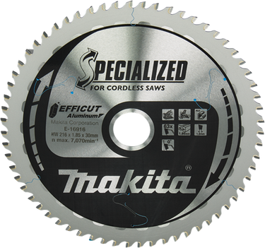 Makita accessoires makita cirkelzaagblad voor aluminium | specialized | ø 216mm asgat 30mm 63t - e-16916