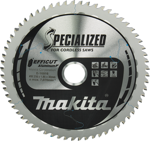 Makita accessoires afkortzaagblad aluminium | efficut 216x30mm 63t 0g - e-16916 - e-16916