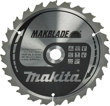 Makita accessoires makita afkortzaagblad voor hout | makblade | ø190mm asgat 20mm 24t - b-32708