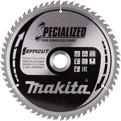 Load image into Gallery viewer, Makita accessoires afkortzaagblad hout efficut 260x30x2,15 60t 10g - b-67284
