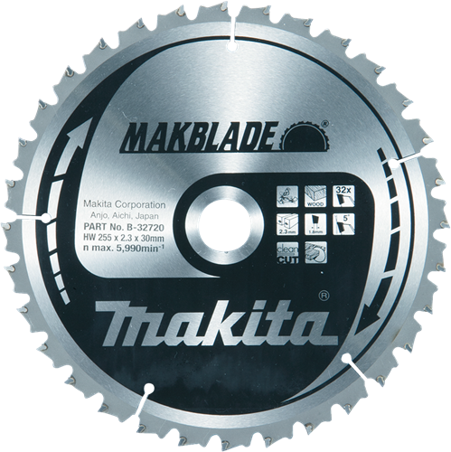 Makita accessoires afkortzaagblad hout | makblade 255x30x2,3 32t 5g - b-32720 b-32720