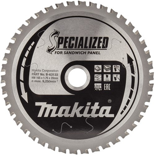 Makita accessoires makita cirkelzaagblad voor sandwichpaneel | specialized | ø 165mm asgat 20mm 42t - b-63149