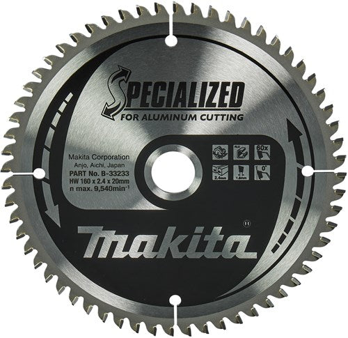 Makita accessoires makita cirkelzaagblad voor aluminium | specialized | ø 160mm asgat 20mm 60t - b-33233