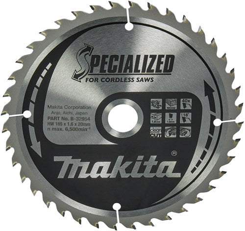 Load image into Gallery viewer, Makita accessoires makita cirkelzaagblad voor hout | specialized | ø 165mm asgat 20mm 40t - b-32954
