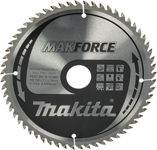 Load image into Gallery viewer, Makita accessoires cirkelzaagblad hout | makforce 190x30x2,2 60t 15g - b-32390 - b-32390
