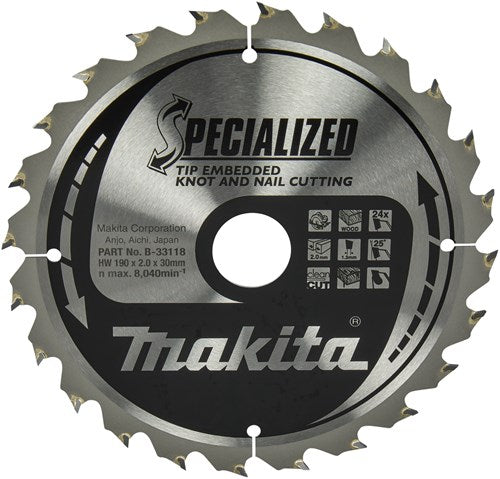 Load image into Gallery viewer, Makita accessoires cirkelzaagblad | hout | tipe 190x30x2,0 24t 23g - b-33118
