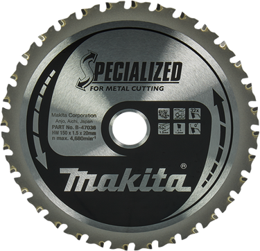 Makita accessoires makita cirkelzaagblad voor metaal | specialized | ø 150mm asgat 20mm 32t - b-47036