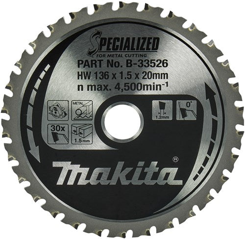 Load image into Gallery viewer, Makita accessoires cirkelzaagblad zacht staal specialized 136x20x1,5 30t - b-33526

