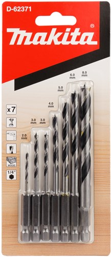 Makita accessoires makita d-62371 houtspiraalborenset 7-delig 1 4''