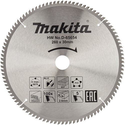 Load image into Gallery viewer, Makita accessoires d-65654 afkortzaagblad | div. materialen | 260x30x2,6 | 100t | 5g - d-65654
