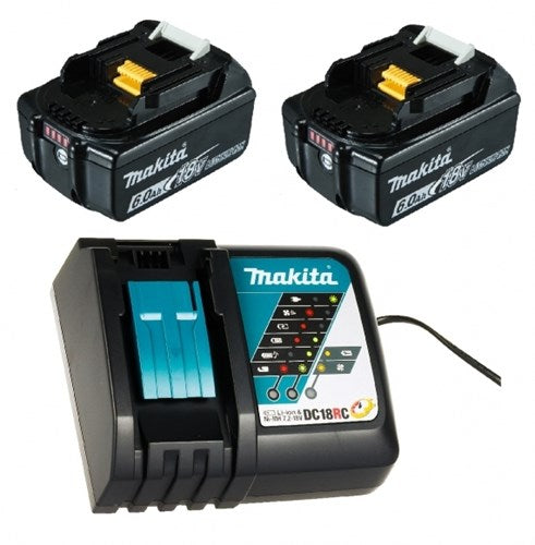 Load image into Gallery viewer, Makita accessoires power-source-kit 199480-6 - 2x accu bl1860b 18v 6,0ah met accu indicator + oplader dc18rc - 199480-6
