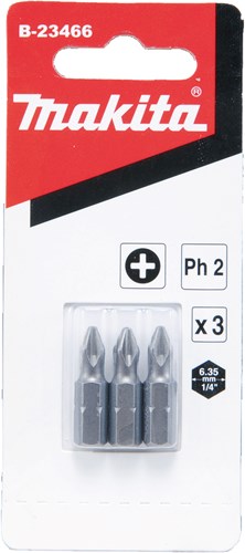 Makita accessoires schroefbit ph2x25mm 3 stuks - b-23466