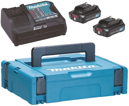 Makita accessoires startset dc10sb + 2x bl1021b | in m-box koffer - 197658-5