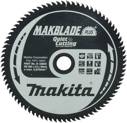 Load image into Gallery viewer, Makita accessoires tafelzaagblad hout - makblade-plus 260x30x2,8 80t 15g - b-32655
