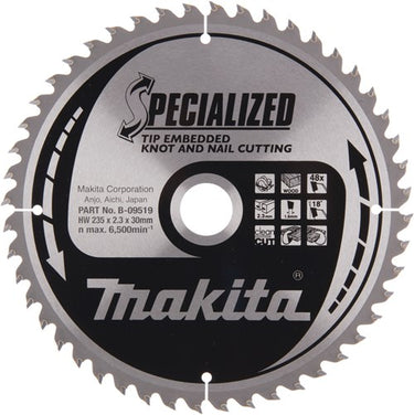 Makita accessoires makita cirkelzaagblad voor hout | specialized: noest spijker | ø 235mm asgat 30mm 48t - b-09519