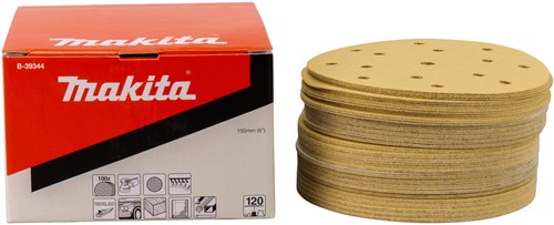 Load image into Gallery viewer, Makita accessoires makita b-39344 schuurschijf 150mm k120 yellow velcro
