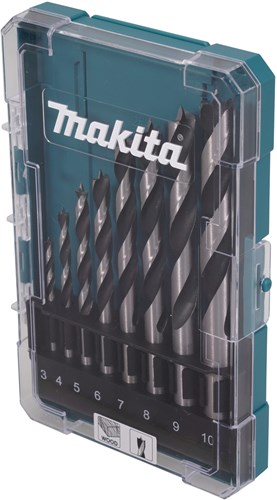 Makita accessoires makita d-77257 houtborenset ø 3-10mm in cassette - 8-delig