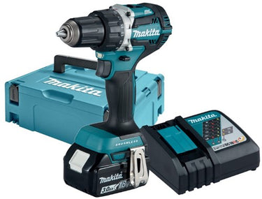 Makita ddf484rf1j 18v boor- schroefmachine koolborstelloos 3,0 ah accu (1 st), snellader, mbox