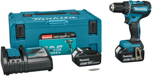 Load image into Gallery viewer, Makita ddf485rtj 18v boor- en schroefmachine brushless 5,0 ah accu (2 st), snellader, mbox
