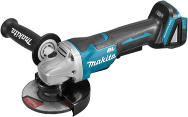 Makita 18 v haakse slijper 125 mm dga505zj (blauw zwart, accu's en lader niet inbegrepen | in mbox | veiligheidsschakelaar)