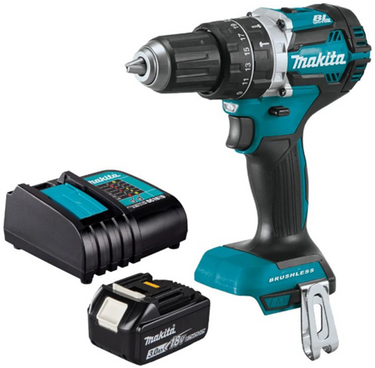 Makita dhp487sf 18v klopboor- schroefmachine koolborstelloos 3,0 ah accu (1 st), oplader