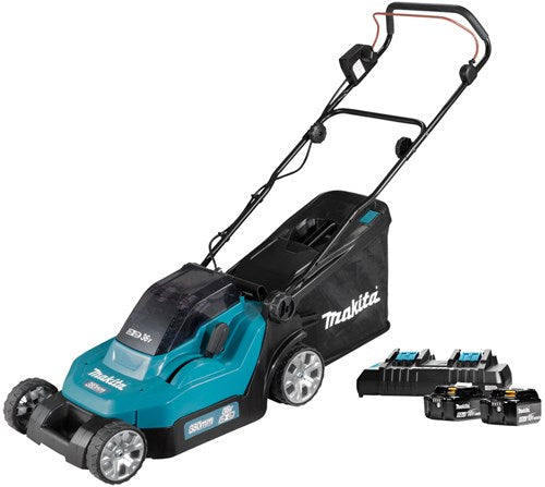 Makita dlm382pt2 | accu grasmaaier | 38 cm | met 2x 18v 5.0ah accu's