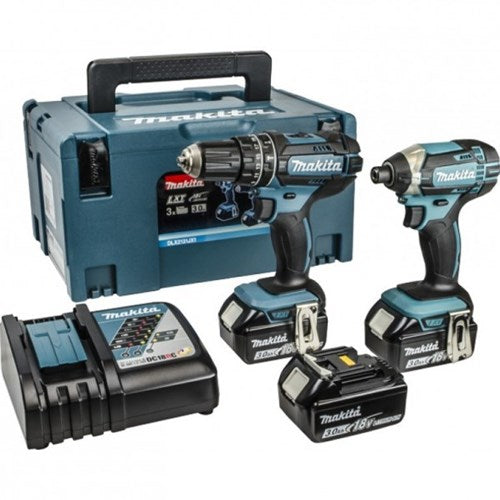 Load image into Gallery viewer, Makita dlx2131jx1 18v accu klopboormachine dhp482 + slagschroevendraaier dtd152 combiset (3x 3.0ah accu) in mbox
