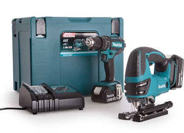 Makita dlx2134tj | dhp482 accu klopboormachine + djv180 accu decoupeerzaag | 18v 5.0ah li-ion