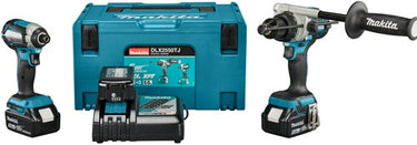 Makita dlx2550tj 18v combiset dhp492 (klop)boor- schroefmachine + dtd153 slagschroevendraaier (3x 5.0ah accu en lader) in mbox - dlx2550tj