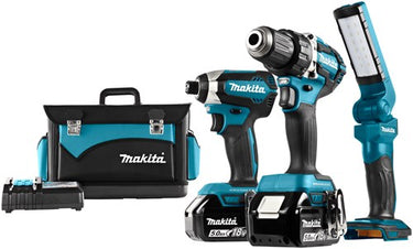 Makita dlx3090tx1 18v 5.0ah combiset accuboormachine ddf484 en slagschroevendraaier dtd153 + lamp dml801 + 3e accu - dlx3090tx1