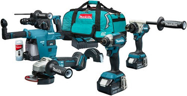 Makita dlx4194tx1 combiset - ddf492 accu boor- schroefmachine + dtd153 18v slagschroevendraaier + dga504 18v haakse slijper + dhr243 18v combihamer | incl. 2x 5.0 ah accu en lader