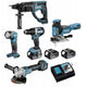 Makita dlx5044tj | lxt accu combiset 18v boorhamer + decoupeerzaag + haakse slijper + lamp + boormachine in koffer (3x 5.0ah accu + lader) - dlx5044tj