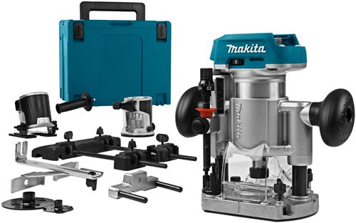 Load image into Gallery viewer, Makita drt50zjx9 accu freesmachine 18v li-ion | zonder accu's en lader in m-box met geleiderail adapter - drt50zjx9

