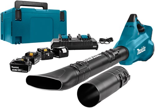 Load image into Gallery viewer, Makita dub362pt4j 2x18 v bladblazer | met duolader en 4 stuks accu's
