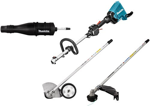 Load image into Gallery viewer, Makita dux60zx9 | 2x18 v combisysteem + bosmaaier-, kantensnijder- en bladblazer opzetstuk | zonder accu's lader
