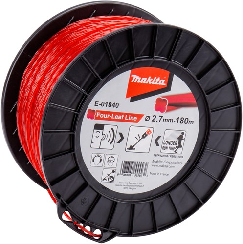 Makita accessoires makita maaidraad vierbladig rood 180 m ø 2,7 mm - e-01840
