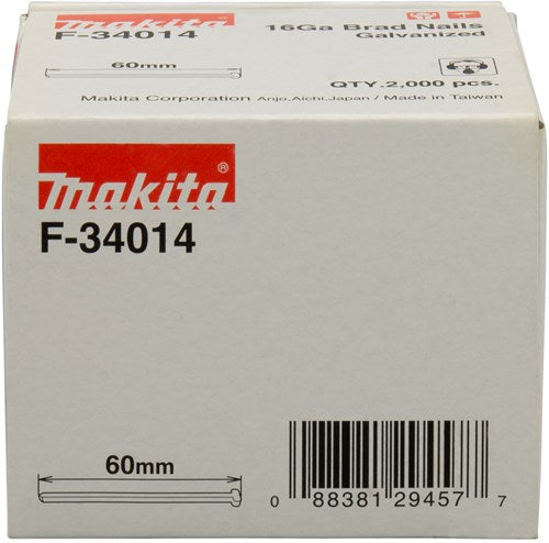 Load image into Gallery viewer, Makita accessoires brad lengte 60mm uitvoering gegalvaniseerd draaddikte 1,61mm - f-34014

