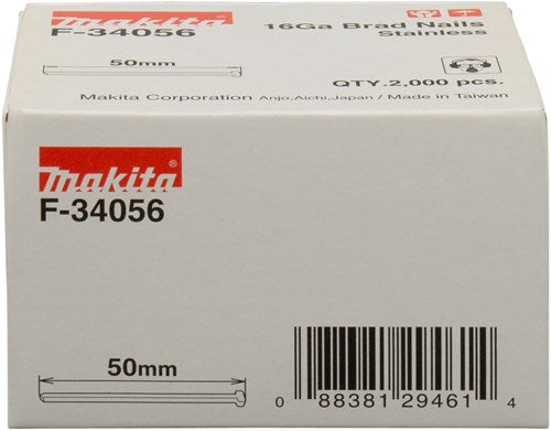 Load image into Gallery viewer, Makita accessoires brad rvs lengte 50mm uitvoering rvs a2 draaddikte 1,61mm - f-34056
