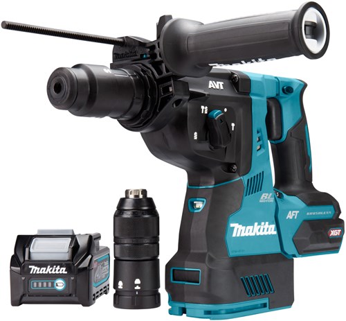 Load image into Gallery viewer, Makita hr002gm204 40v max combihamer | sds-plus | 4,0 ah accu (2 st), lader, in mbox, met stofafzuiging en aws zender - hr002gm204
