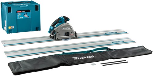 Load image into Gallery viewer, Makita sp001gz06 | accu invalcirkelzaag | 40v max | excl. accu's en lader met aws zender | 2 x geleiderail 1500mm | koppelstrips in tas - sp001gz06
