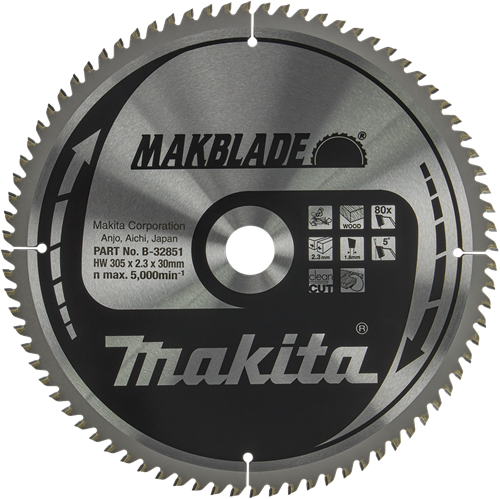 Load image into Gallery viewer, Makita accessoires makita zaagblad hout 305x30x2.3 80t 5g - b-32851
