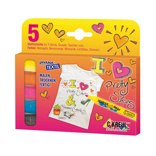 Van der doelen javana texi max sunny textielstift 5 neon kleuren
