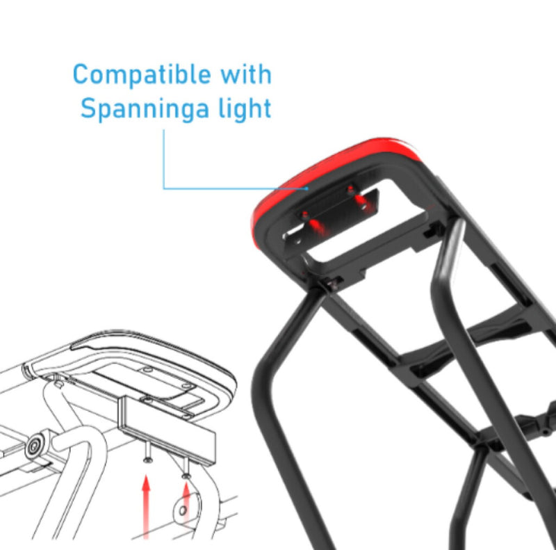 Load image into Gallery viewer, Massload achterdrager alu mik, mat-zwart met spanninga lamp
