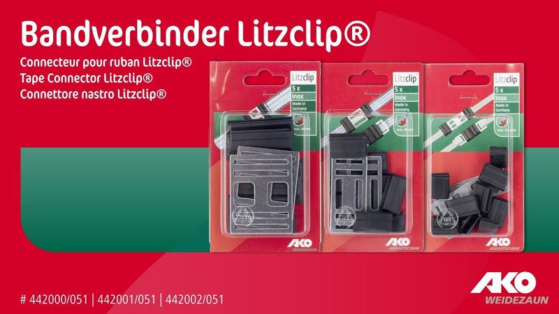 Load image into Gallery viewer, Ako producten lintverbinder litzclip rvs 40mm 5 stuks
