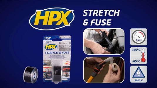 Hpx producten stretch fuse reparatietape silicone transparant 25mm x1 80m