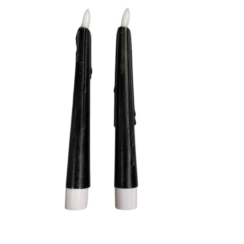 Load image into Gallery viewer, Magic flame candles led dinerkaars druip 20cm zwart set a 2
