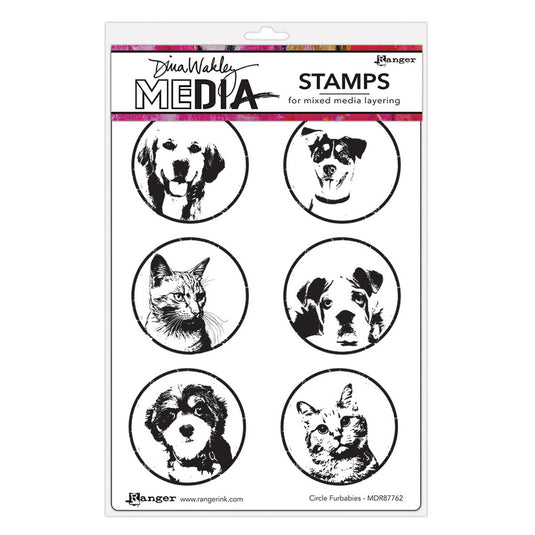 Ranger ink ranger • dina wakley media cling stamps circle furbabies