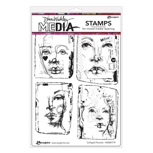 Ranger ink ranger • dina wakley media cling stamps collaged portraits