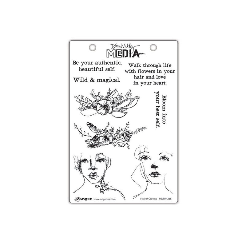 Load image into Gallery viewer, Ranger ink ranger • dina wakley media cling stamps flower crowns
