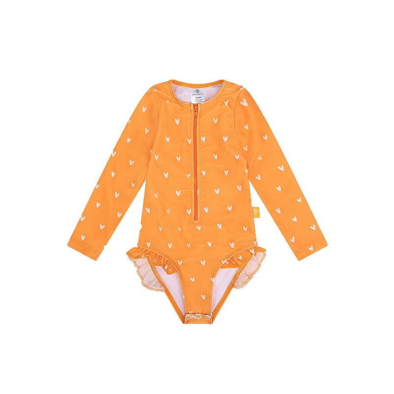 Load image into Gallery viewer, Orange kiss | oranje meisjes uv badpak met lange mouwen
